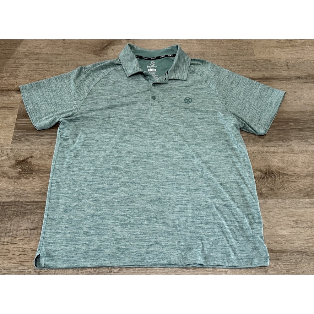 Hurley Men XL Green Heathered Space Dye Performance Short Sleeve Polo Shirt